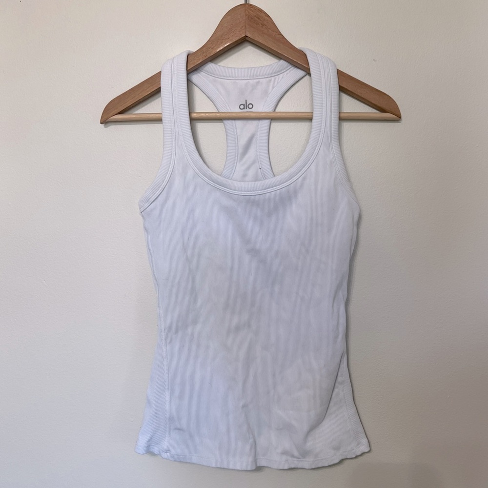 Alo white ribbed Support tank